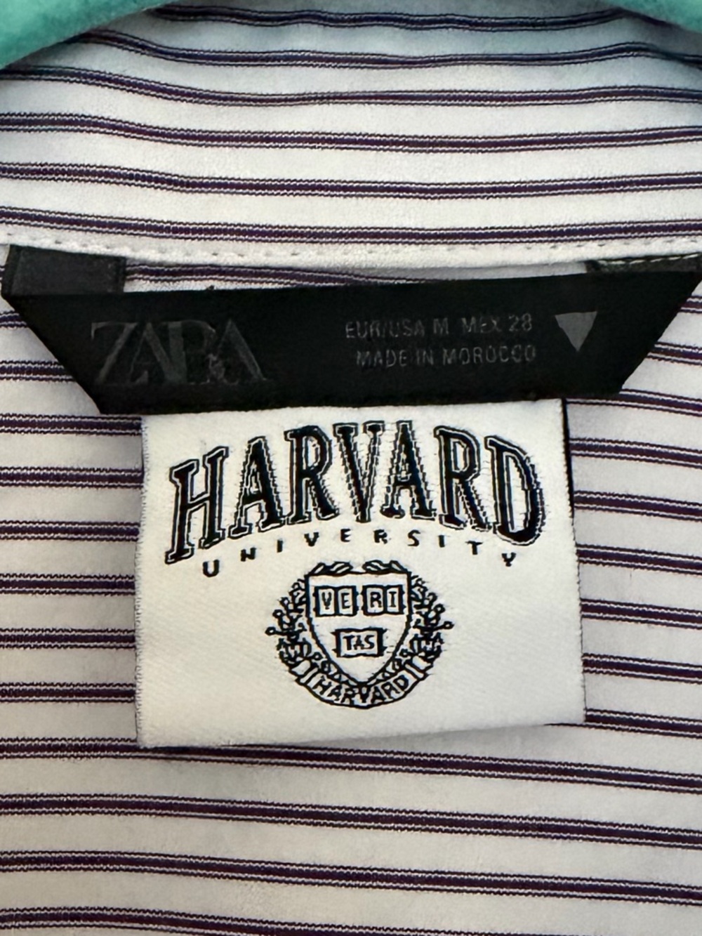 Zara Harvard University Oversized Striped Poplin Shirt Size M - Picture 5 of 5